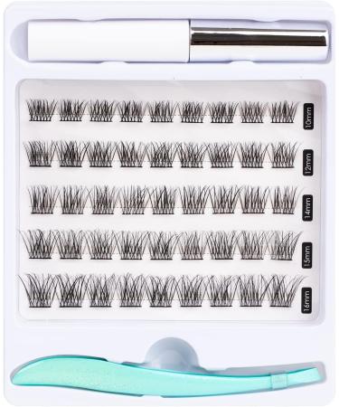 SISILILY 45 Cluster Lashes C Curl DIY Eyelash Extension Kit | Reusable 3D False Eyelashes with Glue and Tweezer | 10/12/14/15/16mm Length | DM04 - Buy Online on SooperMarket.com