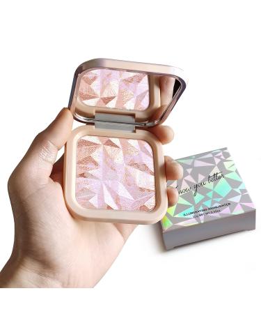 PINK GOLD Highlighter Makeup Palette - Shimmer Contour Powder for Brightening & Long-Lasting Illumination with Mirror - Cheek Highlighter Makeup - Buy Online on SooperMarket.com