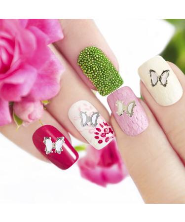 KALLORY 40 Pieces Butterfly Nail Charms Metal Crystal Nail Art Studs Butterflies Nails Decoration for DIY - Buy Online on SooperMarket.com