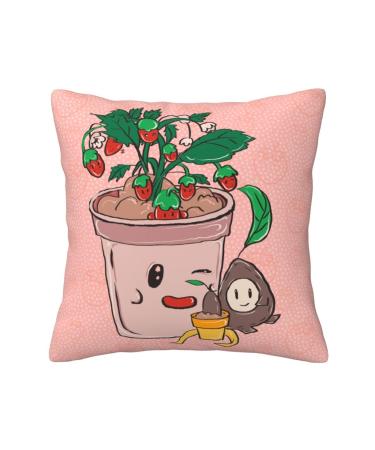 YYHHAOFA Sunflower Seeds and Strawberries Pattern Universal Pillowcase for All Seasons 20"x20" : Soft and Comfortable Suitable for car Sofa Black 20"x20"