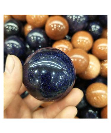 Ornament 1pc Natural Blue Gold Sand Quartz Sphere Crystal Ball 35-45mm for Decoration for Gift for Reiki Decoration Gift Decoration feng Shui. (Color : 1pc Blue san Stone Collection (Color : 1pc B 1pc Blue Sand Ball