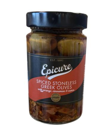 Epicure Spiced Stoneless Greek Olives 310 g (Pack of 1)
