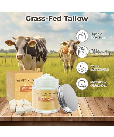 Premium Beef Tallow Balm for Skin Repair | Grass Fed Moisturizer - 4 oz Bergamot Lavender - Buy Online on SooperMarket.com