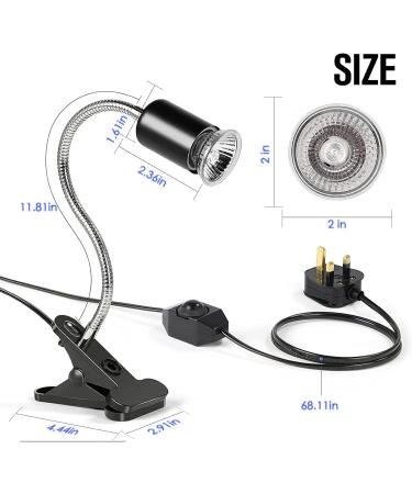 Tortoise Heat Lamp 50W UVA UVB Basking Lamp with 360 Rotatable Clip & Power Adapter 30cm Rotatable Gooseneck with 3 x 50W Heat Bulb Heating Light for Reptiles Lizard Turtle Snak Aquarium - Buy Online on SooperMarket.com