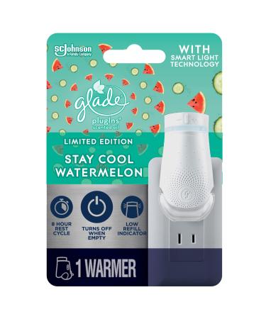 Glade PlugIn Plus Air Freshener Starter Kit Scented Oil for Home and Bathroom Stay Cool Watermelon 0.67 Fl Oz 1 Warmer + 1 Refill