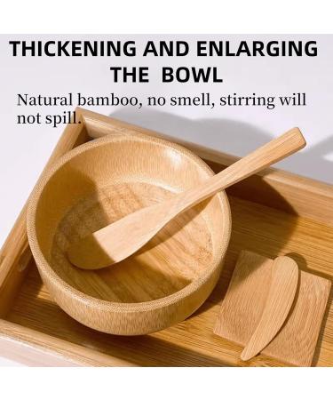 Face Mask Mixing Bowl Set - Bamboo DIY Facial Tools for Skin Care | Complete Mixing Tool Kit with Bowl Spatula Spoon & Brush Applicator - Buy Online on SooperMarket.com