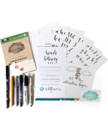 Wildflower Art Studio Brush Lettering Calligraphy Kit - Beginner Starter Set with Instruction Book and Supplies - Perfect Gift for Kids, Teens, Adults - Buy Online on SooperMarket.com