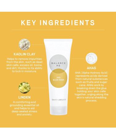 Balance Me AHA Glow Mask with Glycolic Acid - Brighten, Plump, and Purify | 50ml - Natural, Vegan & Cruelty-Free | Made in UK - Buy Online on SooperMarket.com
