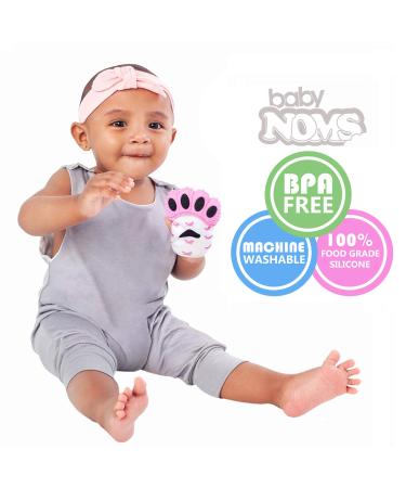BabyNoms Teething Mitten - Original Safe Silicone Teething Paw for Self-Soothing Relief | Pink Teether - Buy Online on SooperMarket.com