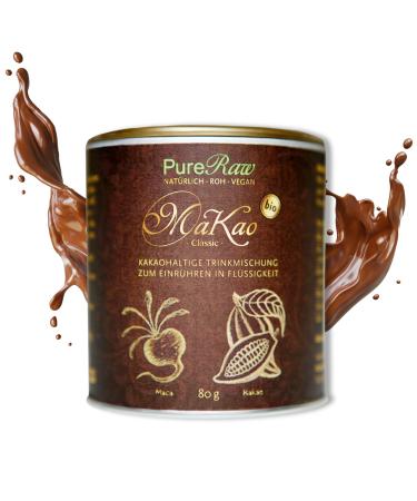Makao classic cocoa maca lucuma carob (organic raw vegan) drinking chocolate without sugar coffee substitute hot chocolate chocolate chocolate superfood beverage powder - hot chocolate cacao drink powder |Pureeraw 80g Makao Classic 80 G (1 Pack)