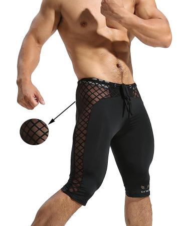 MIZOK Men's Compression Yoga Shorts Black - Cool Dry Mesh, Workout Tight, Medium - Buy Online on SooperMarket.com