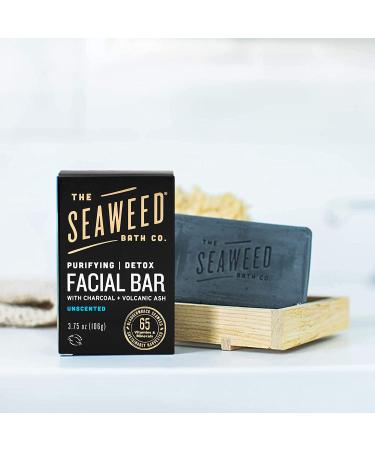 Seaweed Bath Co. Detox Facial Bar Soap - Unscented, Charcoal & Volcanic Ash, 3.75oz - Sulfate & Paraben Free - Buy Online on SooperMarket.com