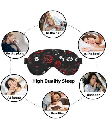 SSIMOO Black White Red Roses Eye Mask | Breathable Sleep Patch for Women | Ideal for Travel & Relaxation - Buy Online on SooperMarket.com