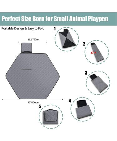 Zhilishu Hexagon Washable Liner | Portable Guinea Pig Playpen Pad | Super Absorbent & Waterproof | Anti-Slip | 47Inch (Pad Only) - Buy Online on SooperMarket.com