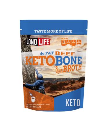 LonoLife - Keto Beef Bone Broth Powder, Grass Fed with 8g Collagen Protein - 4g Fat, Paleo and Keto Friendly, Gluten-Free, 8oz Bulk Container, 15 Servings (Equal to 150 ounces of broth)
