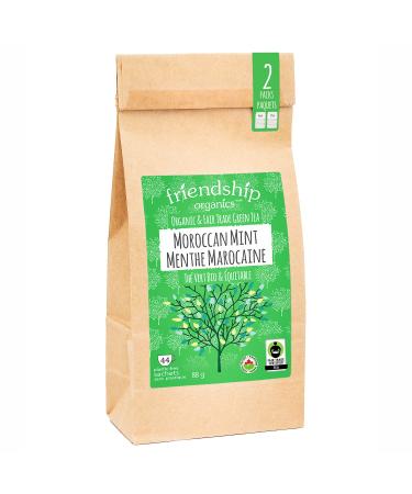 Friendship Organics Moroccan Mint Tea Bags Organic and Fair Trade Green 44 Count