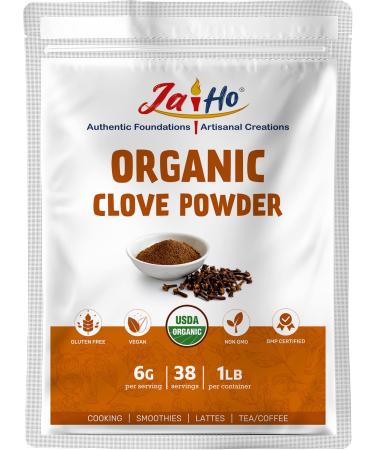 Certified USDA Organic Clove Powder - 1 LB - Gluten Free, Vegan, Non-GMO - Resealable Zip Lock Pouch - By Jai Ho