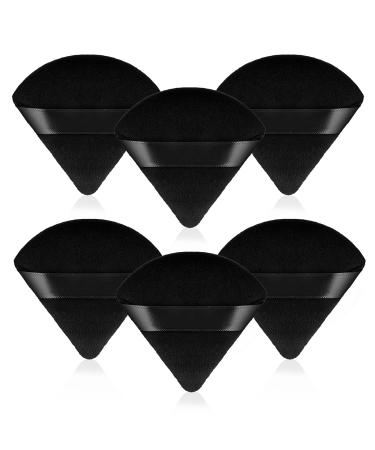 WLLHYF 6 Pieces Triangle Powder Puff Face Makeup Sponge with Strap Soft Velour Powders Puffs for Mineral Powder Cosmetic Loose Powder Body Powder Wet Dry Foundation Beauty Tool Black-6pcs