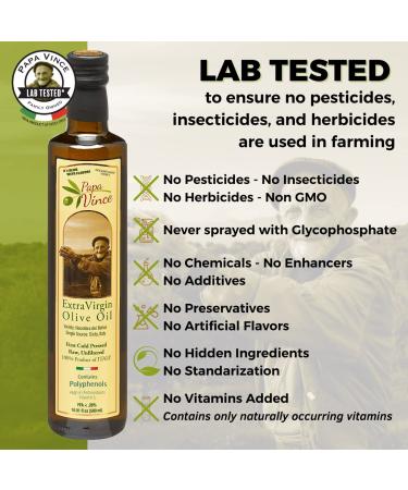 Papa Vince Olive Oil Extra Virgin - High Polyphenol, Unrefined, Sicilian Olive Oil from Italy - Keto & Paleo Friendly - Buy Online on SooperMarket.com