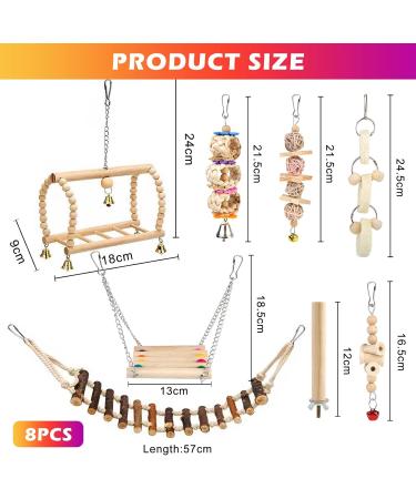 8 PC Colorful Bird Toys for Parrots Budgies Conures & Love Birds - Cage Swing & Hanging Bell - Buy Online on SooperMarket.com