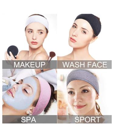Adonop Spa Headband 9 Pack - Soft Adjustable Towel Set for Makeup and Skincare - Black/White/Gray - Buy Online on SooperMarket.com