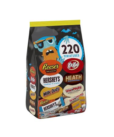 Hershey Miniatures Chocolate and White Creme Assortment Candy, Halloween, 70.7 oz Bulk Variety Bag (220 Pieces)