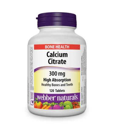 Webber Naturals Calcium Citrate 120 Tablets High Absorption Helps Support Bones and Teeth Vegan