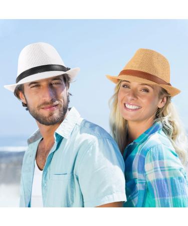 Ultrafun 3 Pack Straw Fedora Hat for Men Women - Classic Gangster Trilby Panama Sun Hat Set - Buy Online on SooperMarket.com