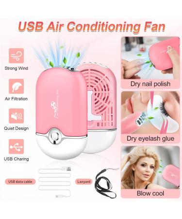 Guifizeiom Lash Fan Dryer & Eyelash Cleaning Kit - Extension Supplies, Mascara Wands, USB Fan, Aftercare Bags (Pink) - Buy Online on SooperMarket.com
