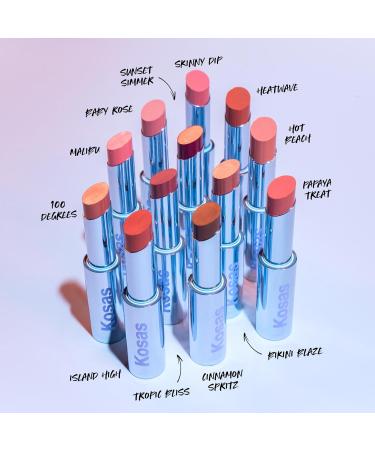 Kosas Wet Stick Lipstick - Moisturizing Shiny Sheer with Ceramides & Hyaluronic Acid - Soothes & Softens Lips - Tropic Bliss - Buy Online on SooperMarket.com