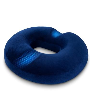 LITSPOT Donut Seat Cushion Pillow - Orthopedic Sitting Cushion for Hemorrhoid Tailbone Coccyx Sciatica Pain, Memory Foam Lifting Chair Pad for Office, Home, Train(Blue)