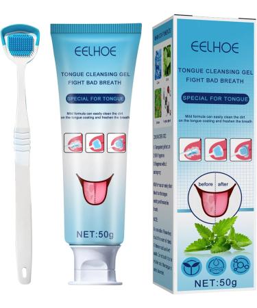 Facynde Tung Gel and Brush | Tongue Cleaner Gel Set for Fresh Breath | Mint Tongue Scraper & Oral Hygiene Solution - Buy Online on SooperMarket.com