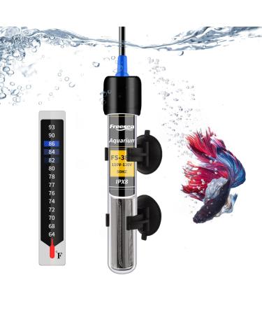 FREESEA Aquarium Fish Tank Heater: 25W 50W 100W 300W Submersible Heaters - Adjustable Thermostat for Under 75 Gallon Betta | Turtle 25 Watt