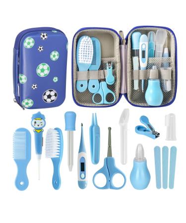 RoseFlower 12 in 1 Baby Grooming Kit Newborn Baby Healthcare Kit Baby Essentials Accessories with Comb Hair Brush Nail Clipper Baby Health Care Kit for Nursery Infant Toddlers Boys Girls Blue #A-12pcs-Blue