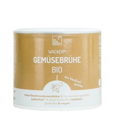 Wacker organic vegetable broth 300g. Gluten-free lactose-free & vegan. No added sugar yeast or flavour enhancers.