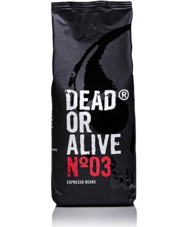 DEAD OR ALIVE COFFEE No3 - Strong Espresso Beans 500g - 100% Robusta - High Caffeine Espresso - Medium Roast Premium Blend - Low Acid Whole Beans - Ideal for Espresso Machines - Roasted in Italy 500.0 grams