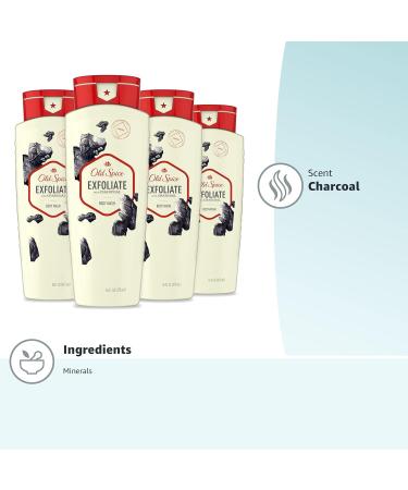 Old Spice Men's Body Wash Exfoliate with Charcoal Scent 16 Fl Oz (Pack of 4) - Citrus Amber and Bravery - Buy Online on SooperMarket.com