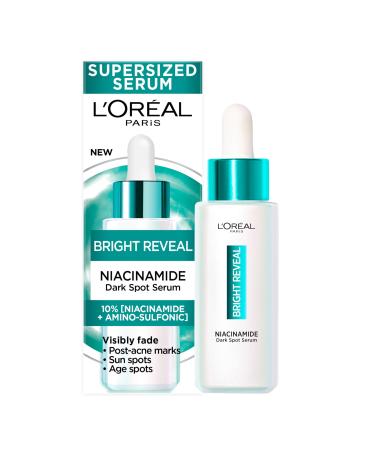 L Or al Paris Bright Reveal Niacinamide Dark Spot Serum for Face 10% Niacinamide + Amino-Sulfonic Visibly Fades All Types of Dark Spots: Post-Acne Marks Hormonal Spots Sunspots and Age Spots 50ml