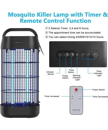 EUQQU 18W UV Insect Mosquito Lamp - Electric Fly Trap with Remote Timer IPX4 - Effective Indoor Pest Defense for 80 m  - Buy Online on SooperMarket.com