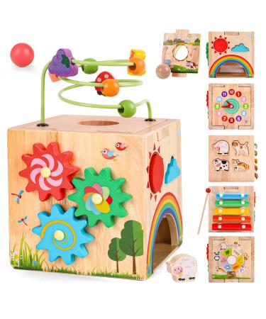 LZDMY motor cube activity cubes made of wood |8 in 1 motor toy from 1 year |Montessori toys baby from 6 months |Wooden toys educational toys for toddlers Easter birth day gift