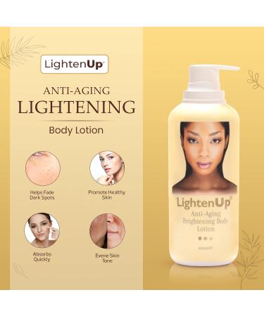 Lightenup Anti-Aging Skin Brightening Body Lotion | 13.5 Fl Oz / 400 ml | Moisturizing Cream for Elbows Armpit Private Areas Feet | with Argan Oil Shea Butter & Alpha Arbutin - Buy Online on SooperMarket.com