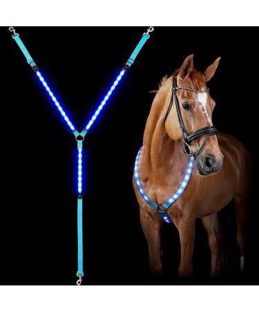 LED Horse Breastplate Collar-Best High Visibility for Horseback Riding-Adjustable-Sturdy and Comfortable Equestrian Safety Gear-for Night Horse Riding (Blue) - Buy Online on SooperMarket.com