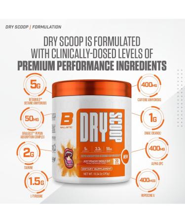 Dry Scoop Ballistic Supps Extreme Pre-Workout for Men and Women Fast Acting Increased Focus Strength & Energy (Just Peachy Diddly Dip) - Buy Online on SooperMarket.com