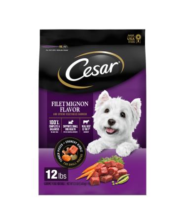 CESAR Small Breed Dry Dog Food Spring Vegetables Garnish Dog Kibble Dry Dog Food Filet Mignon 12 Pound (Pack of 1)