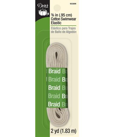Dritz 9338N Cotton Swimwear Braided Elastic  Natural  3/8-Inch by 2-Yard Each