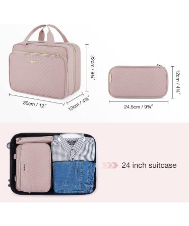 BAGSMART Travel Toiletry Bag for Women - Water-Resistant Makeup Organizer with Hanging Hook, Pink - Buy Online on SooperMarket.com