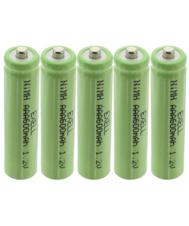 5x Exell 1.2V NIMH AAA 600mAh Rechargeable Button Top Batteries use with high power static applications (Telecoms UPS and Smart grid) radio controlled devices electric tools electric mopeds