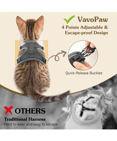 VavoPaw Cat Harness and Leash Set for Walking Adjustable Kitten Vest Harness with Reflective Strip Breathable Mesh Escape Proof Soft Pet Safety Vest for Cats Kittens Puppies S Grey Small Gray - Buy Online on SooperMarket.com