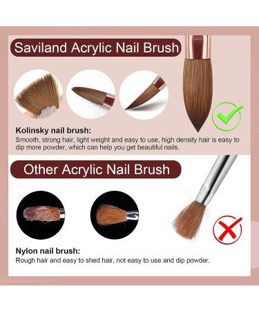 Saviland Size 12 Kolinsky Acrylic Nail Brush- Bronze Gold Handle, Ideal for Beginners and Professionals | Acrylic Powder Application Tool - Buy Online on SooperMarket.com