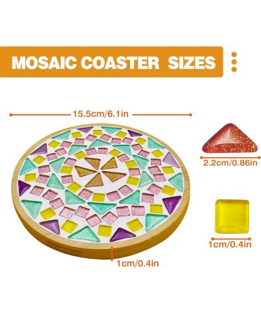 Glass Mosaic Coaster Kit - 6.1 Bamboo Coaster for Adults - Mixed Color Craft Materials for Home Decoration and Gifts - Buy Online on SooperMarket.com